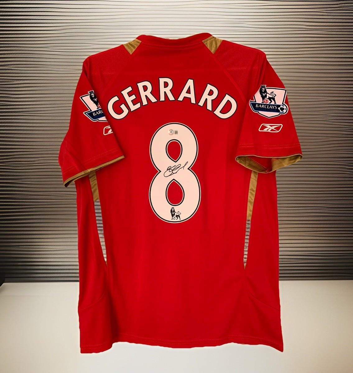 リバプール GERRARD サインユニフォーム becket鑑定 Steven Gerrard Signed Autographed Liverpool 2005/06 European Home