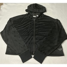 Puma EVO Womens Black Full Zip Cropped Hoodie Jacket Large Activewear Sportswear