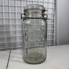 BALL IDEAL Mason 1 Gallon Jar Embossed Eagle Star Wire Bail Glass 12” Vintage