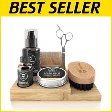 Men's 7-Piece Beard Grooming Essentials: Shampoo, Oil, Balm & Scissors
