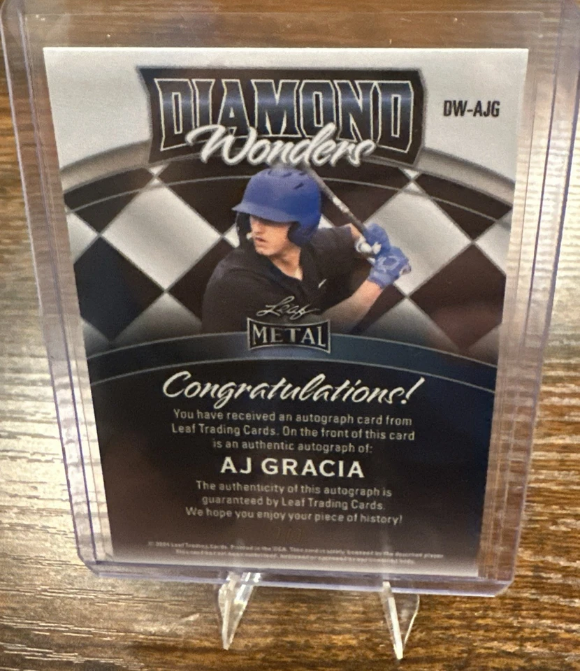 AJ Gracia Auto 7/7 2024 Leaf Metal Diamond Wonders DW-AJG Blue Mojo UVA Transfer - Image 2 of 3