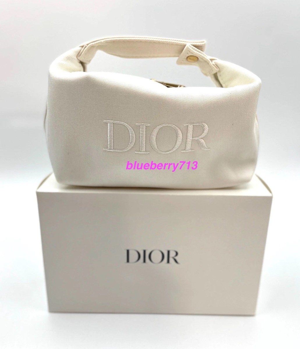 New in Box! Dior Cosmetic Makeup Bag Pouch With Top Handle ~ White