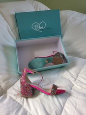 betsey johnson "blue collection" pink rhinestone heels size 5.5 never been worn