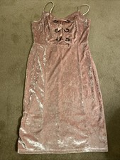 PROJECT RUNWAY BLUSH PINK CRUSHED VELVET  MIDI DRESS SPAGHETTI STRAPS SIZE L