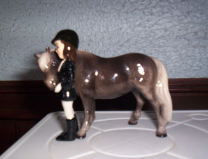 Hagen Renaker Specialties Line Big Sister with Charcoal Pony, Test Run Color
