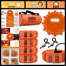 Rechargeable USB-C LED Road Flares - Emergency Safety Lights for Vehicles