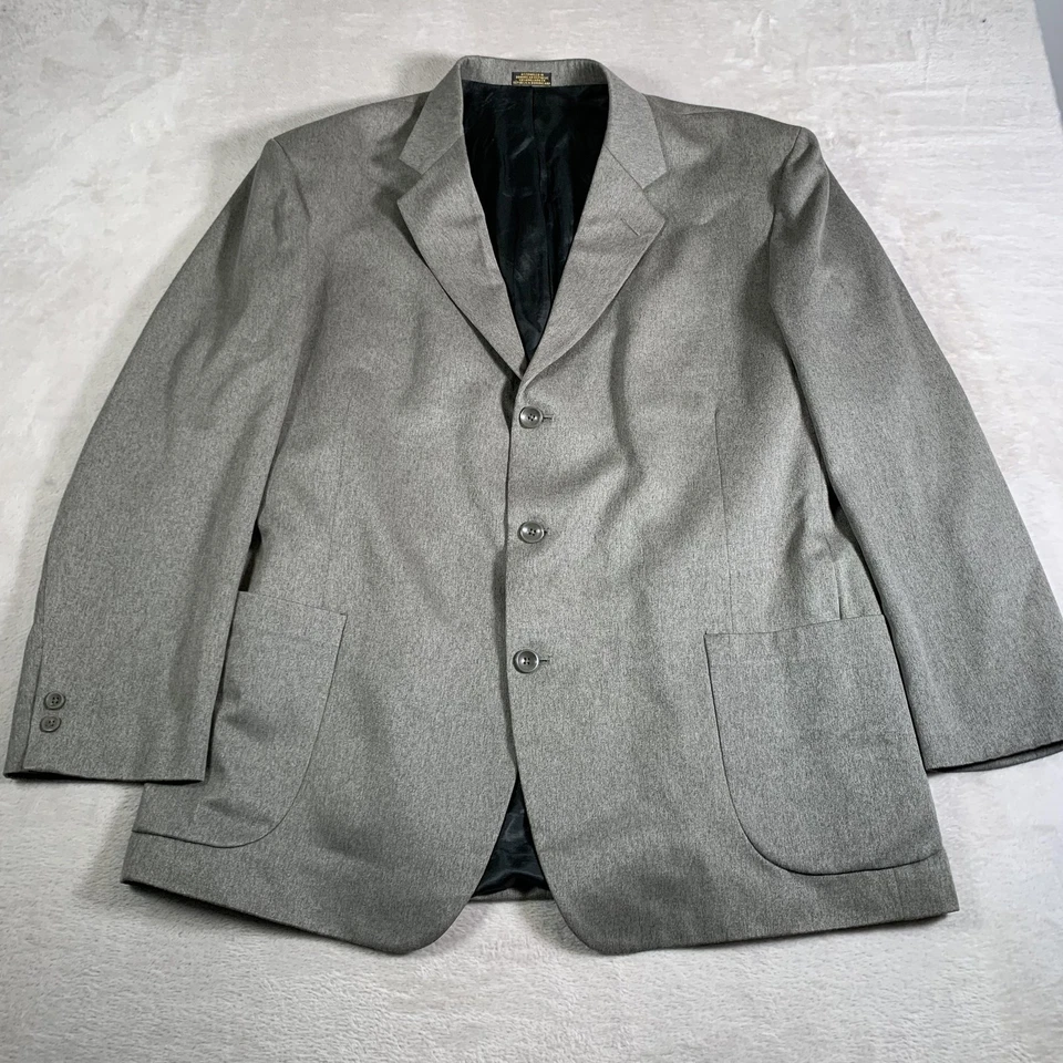 Traje J. Ferrar Para Hombres 46R 38x32 Gris 2 Piezas 3 Botones Chaqueta Plisada Puños Pantalones Foto 2 de 4