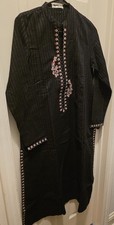 Women Black Embroidered Kurta ONLY - Pakistani/Indian Size XS