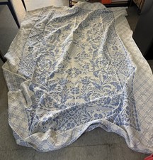 Sky Blue Floral Hand Block Printed Cotton Tablecloth