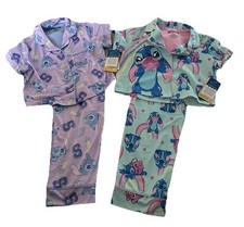 Disney Stitch Pajamas Girls XS 4 5 2Pc Set Top  Pants Lot 2 Pair Summer Fall T4