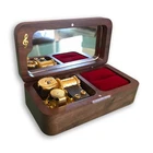 Walnut Wooden Music Box Jewelry Box with Sankyo Movement (65 Tunes Option)