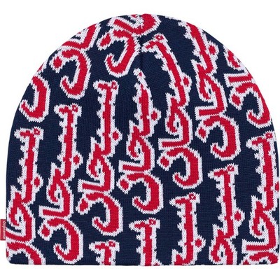Supreme FW25 Arabic Logo Jacquard Unisex Beanie Navy Red One Size