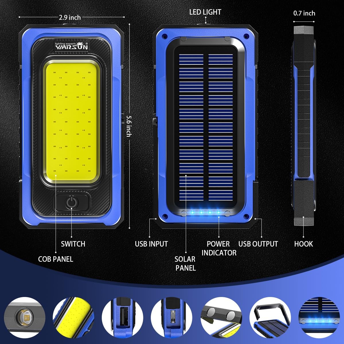 Retoo Lampe De Travail LED Rechargeable COB Avec Aimant, Crochet Et Câble USB – Parfaite Pour L'atelier, Le Camping Ou Les Urgences Retoo Lampe De Travail LED Rechargeable COB Avec Aimant, Crochet Et Câble USB – Parfaite Pour L'atelier, Le Camping Ou Les Urgences