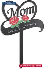 OYEFLY Metal Heart Memorial Plaque Stake,Memorial Grave Markers,Mother's Day Sym