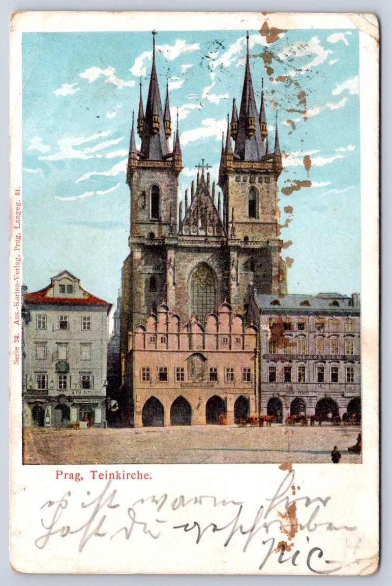 Prag Antique Czech Republic Postcard PRAGUE Prag Teinkirche Church 1900