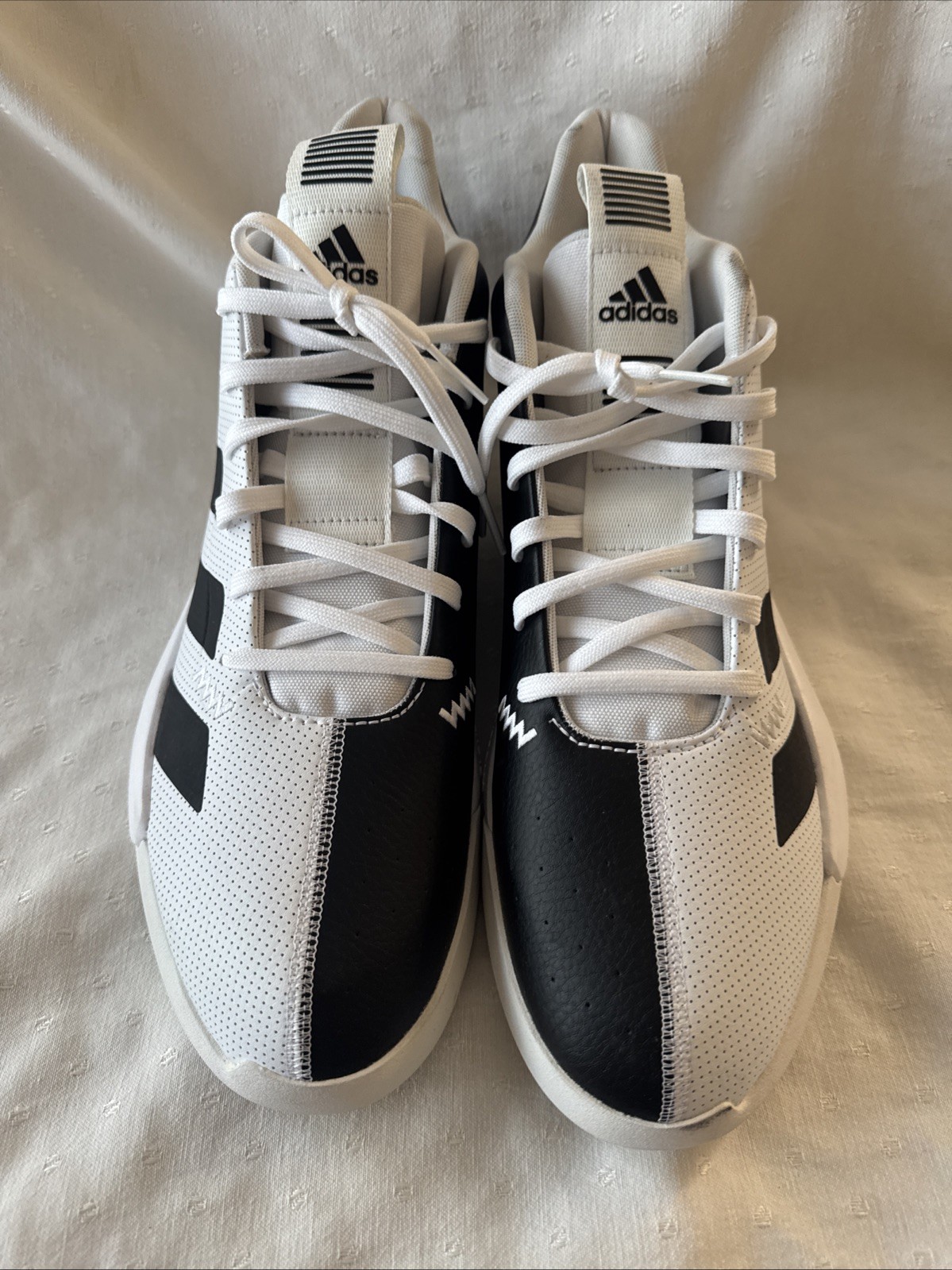 Mens Size 14 White Black Athletic Sneakers Lace Up Euc