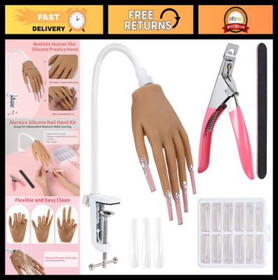 Realistic Silicone Practice Hand for Acrylic Nails - Flexible Soft Touch Mannequ