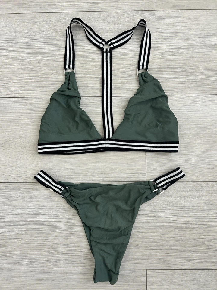 Mikoh Monterey Bikini Top & Rosa Bikini Bottom Set in Wakame. Size Large - Image 3 of 4