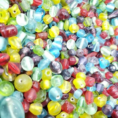Mixed Glass Beads   Multi-colored Color, DIY Craft Supplies (4oz) Bulk Beads
