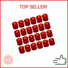 LANKER 24 Pack Flameless Led Tea Lights Candles, Flickering Red Battery Operated