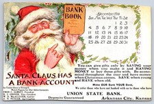 Antique Kansas Postcard ARKANSAS CITY Santa Claus Union State Bank 1910