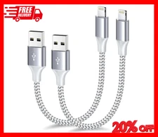 Apple Mfi Certified Short Iphone Charger 1Ft 2Pack,Usb a to Lightning Cord Nylon