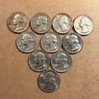 1960, 61, 62, 63, 64 P&D - Washington Silver Quarters - Circulated - Lot of 10