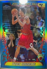 Topps Chrome 2001-02 Tyson Chandler Rookie Refractor Draft Pick #130 Bulls Card. rookie card picture