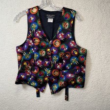 Vintage Looney Tunes Vest Small Silk Cartoon Daffy Duck Bugs Bunny Tweety Bird