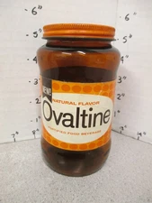 OVALTINE drink mix glass jar 1950s Captain Midnight TV show sponsor 6oz tall