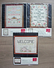 LOT OF 3 PIK DMC STAMPED CROSS STITCH DESIGNS VINTAGE NEW