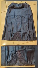 Barbizon Vtg 1/2 Slip szM see Photo Measurements Navy Embroidered Lace Hem EVC
