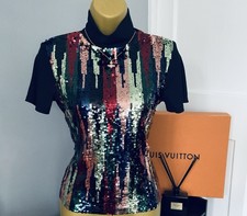 Pristine Desigual  Multicoloured Vibrant Sequin Top Stunning  M But Fit A Small