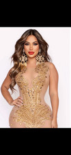gold embellished mini dress