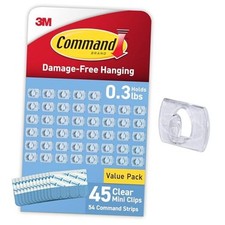 Command Clear Indoor Mini Light Clips Value Pack, 54 Strips, Damage 45 Clips 0.36 per strip