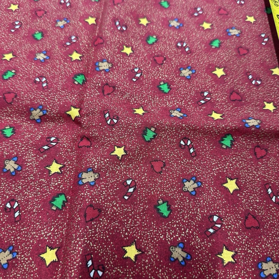 Tela Gallo Rojo "Iconos de Navidad" Bastón de Caramelo Amarillo Estrella Árbol 45x75” T5 Foto 4 de 4