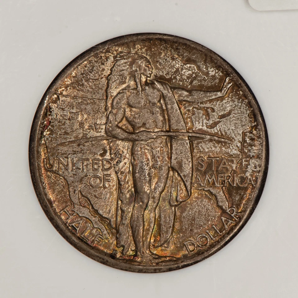 1937-D 50c Oregon Half Dollar - PQ Rainbow Tab Toning VIDEO - NGC MS 67 - B3189 - Image 4 of 4