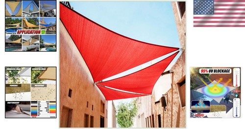 Custom Red UV Block Shade Sail 8' x 11' x 13.6' – Durable Sun Protection Canopy - Picture 2 of 10