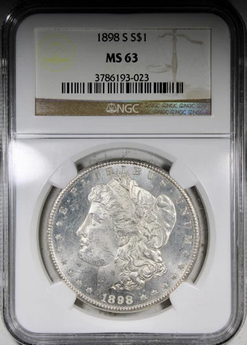 1898-S Morgan Dollar NGC MS63 KEY DATE $1 Mostly White Coin