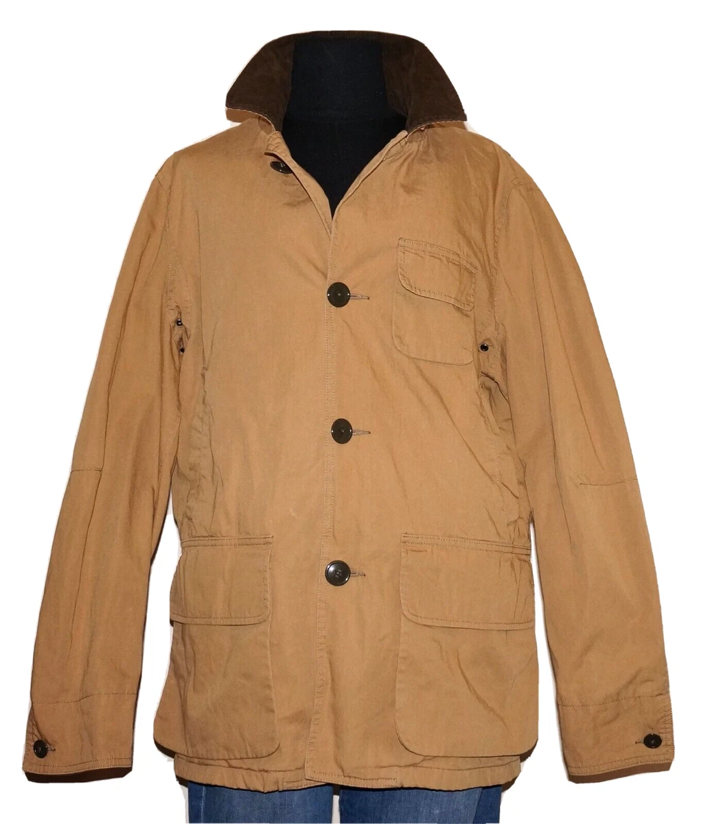 J.CREW Tan Cotton Plaid Lined BARN JACKET Classic Button Up Jacket SMALL
