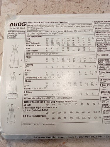 Simplicity 0605 Summer Fashion Sewing Pattern UNCUT Halter Dress Maxi P5 12-20 - Picture 5 of 6