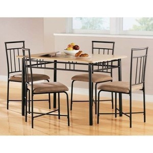 Mainstays 5-Piece Wood and Metal Table Chairs Dining Set, Multiple ... Mainstays 5-Piece Wood and Metal Table Chairs Dining Set, Multiple ...