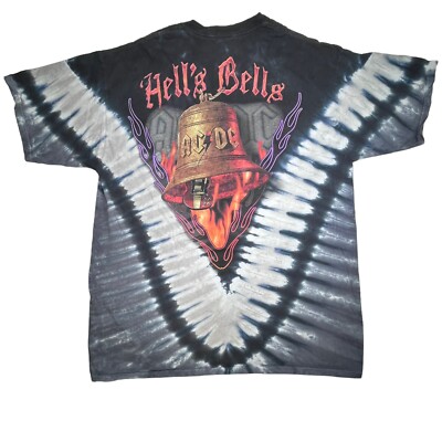 Vintage AC/DC Liquid Blue Hells Bells Dye Band T-Shirt Y2K Size XL