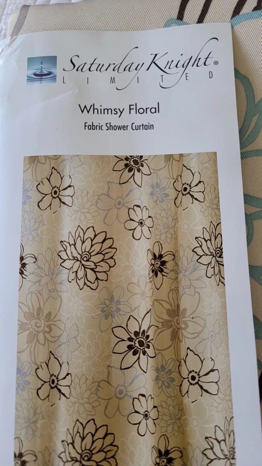 Занавеска для душа с цветочным узором ткань Saturday Knight кремовый коричневый бежевый 72x72 - Изображение 4 из 4