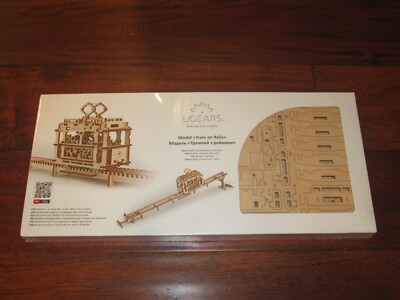 NEW SEALED UGEARS TRAM ON RAILS 3D MECHANICAL WOODEN MODEL CRAFT BUILDING SET 