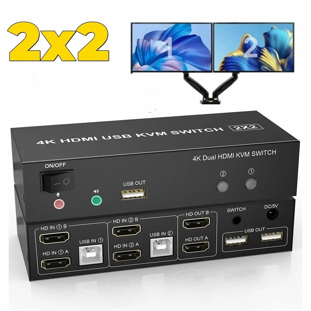 Switch KVM HDMI 2 Puertos USBC - 4K 60Hz - Conmutadores KVM