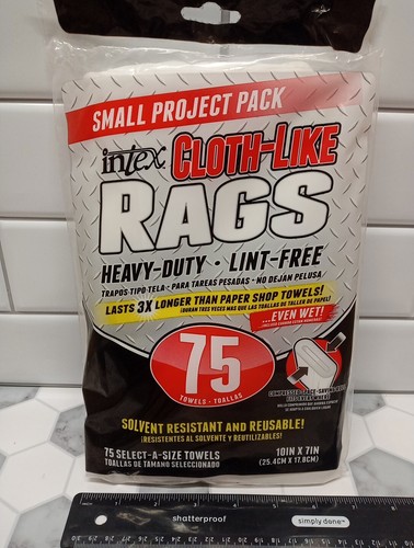 Two (2) Packs Intex Cloth-Like RAGS Heavy-Duty& Lint-Free, 75 CT Select-A-Size - Picture 2 of 7