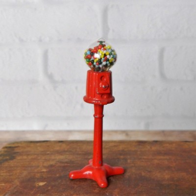 Miniature Dollhouse FAIRY GARDEN Accessories ~ Small Red Metal Gumball Machine