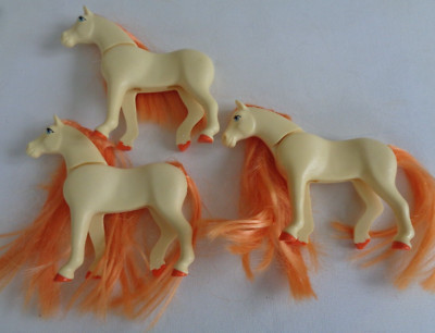 Playmobil Pferd mit Haaren x 3 einer hat keinen Schwanz