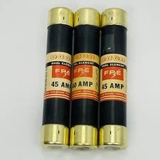 FPE Econ ECS-45 Amp Fuses 600V Class K Time Delay (Lot Of 3) ~Good Tested Used~